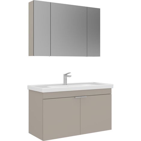 Waschtisch-Set mit Spiegel (2-teilig) "Desna 100" – 100 x 45 x 58 cm – Sand (1/3)