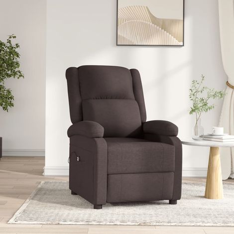 Sillón reclinable eléctrico tela marrón oscuro vidaXL (1/5)
