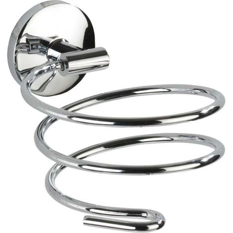 Support sèche-cheveux  Cuba chromé mural sans perçage en métal Zinkdruckguss avec câble intégré accessoire salle de bain dimensions 10 x 8 x 14 cm pratique et robuste à vis ou sans perçage (1/3)