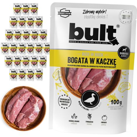 BULT Nassfutter für Hunde, Ente, Portionsbeutel, 30 x 100 g, Komplettfutter (1/2)