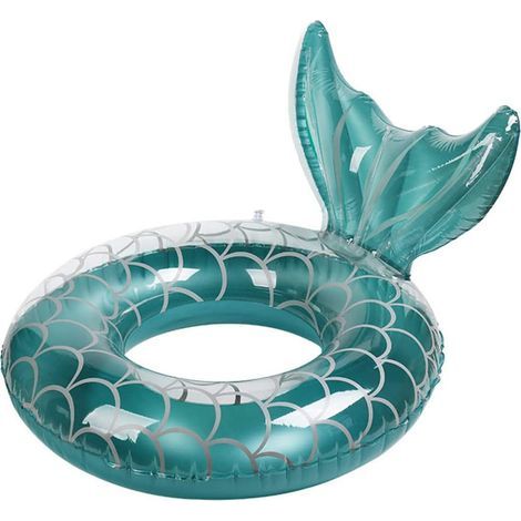 Bouée gonflable transparente à motif écailles avec queue de sirène 3D, anneau de natation design pour piscine, plage et loisirs aquatiques estivaux (1/4)