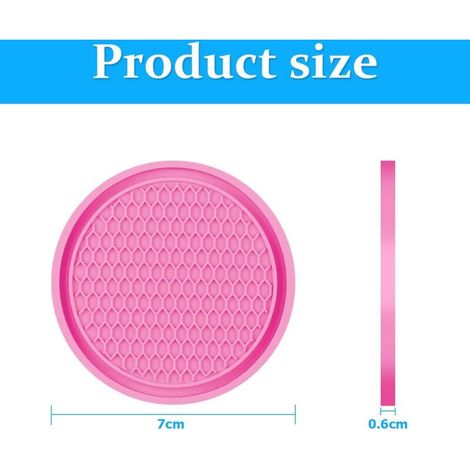 4 Stück universelle Auto-Untersetzer, rutschfestes Silikon, PVC-Becherhalter, dicke PVC-Auto-Untersetzer, universelle Auto-Bechermatten, Auto-Becheruntersetzer (Pink) (1/4)