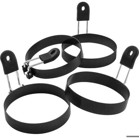 Grand ensemble de cercles à œufs antiadhésifs de 3,5 pouces, 4 emporte-pièces en forme d'anneau (1/5)