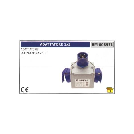 Adaptador 1x3 enchufe doble 2 polos + tierra código 008971