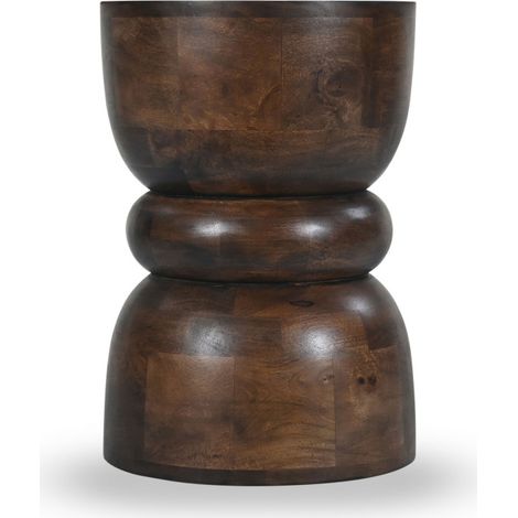 Table d'appoint en bois massif ø33,5cm - Bois foncé - PULAU (1/5)