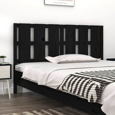 vidaXL Cabecero de cama madera maciza de pino negro 155,5x4x100 cm (1/5)