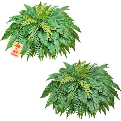Fougère Artificielle 1219 mm, Fougère de Boston Artificielle 67 Frondes, Plante Artificielle en Soie et LDPE pour Décoration Intérieur Extérieur, Maison, Porche, Jardin, Bureau, Salon, Lot de 2 (1/5)