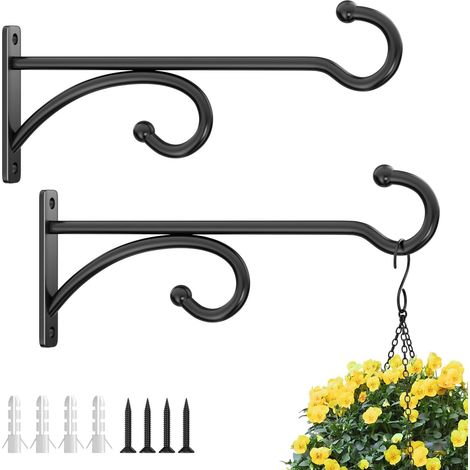 Juego de 2 ganchos para macetas de 20 cm (8 pulgadas) – Ganchos para colgar plantas de interior/exterior, soportes de pared para plantas, cestas, campanillas de viento y comederos para pájaros.