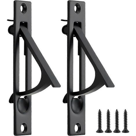 Lot de 2 poignées de porte coulissante à galandage, finition affleurante, noir mat (1/5)