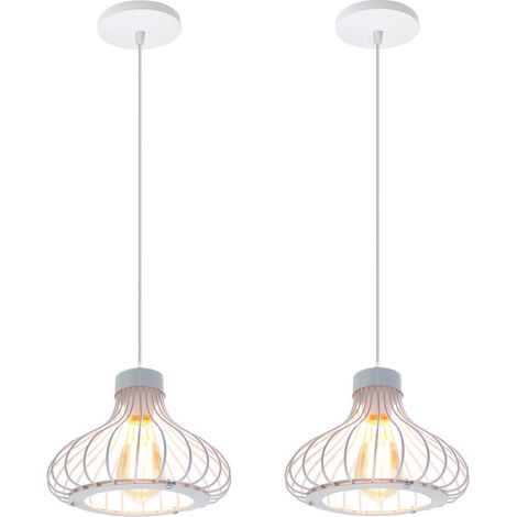 2X Vintage Industrial Pendant Lights White Creative Retro Chandelier For Indoor Decoration Bedroom Bar Cafe