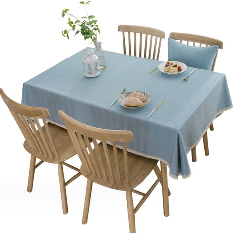 Soavoa Nappe Rectangulaire Imperméable Bordure Dentelle Blanche Élégante pour Salle à Manger et Extérieur 1 Pièce (1/4)