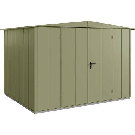 Hörmann Metall-Gerätehaus Berry Modern mit Satteldach Typ 3, 324 x 248 cm, schilfgrün, 8 m², 2-flüglige Tür (1/5)