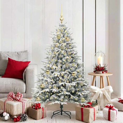 Künstlicher vorbeleuchteter Weihnachtsbaum mit Kugelset Grün