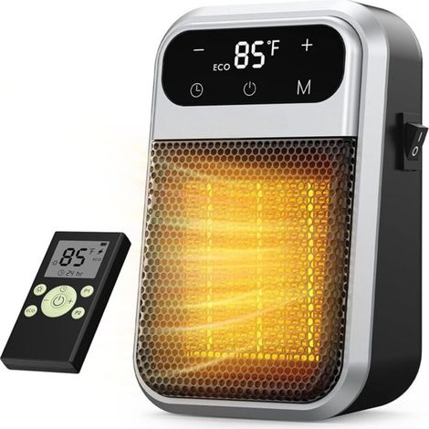 Mini radiateur électrique de 800 W avec télécommande et écran tactile, minuterie et réglage de la température, idéal pour les chambres et les bureaux. (1/5)