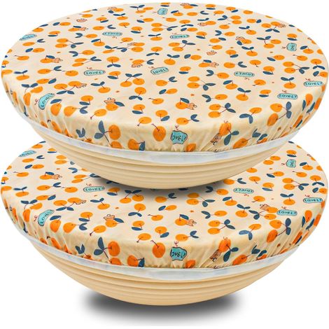 Lot de 2 Couvercles en Cire D'abeille, 30,5 cm Toile en Cire D'abeille Réutilisable pour Emballer les Aliments, Toile Extensible pour Conserver la Fraîcheur (1/5)
