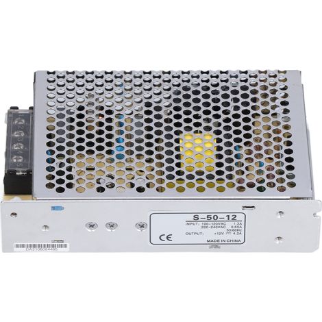 Alimentation à découpage CC, boîtier en alliage d'aluminium, composants électroniques pour conversion de tension 110 V/220 V, S-50-12, 12 V/4,2 A (1/5)