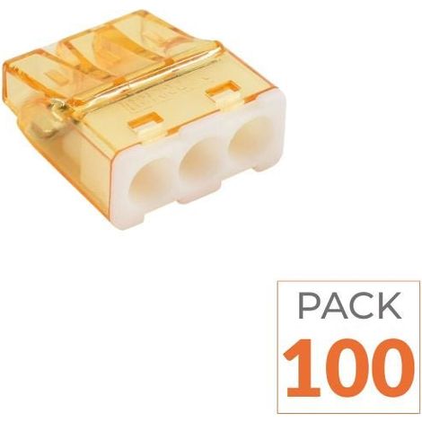 Borne de Connexion Rapide 3 Entrées 0,5-2,5 mm² - Lot de 100 - SILAMP (1/2)