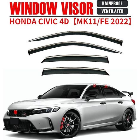 Déflecteurs de pluie et de protection contre les intempéries pour vitres de voiture Honda Civic 2022, 4 pièces ( ) (1/5)