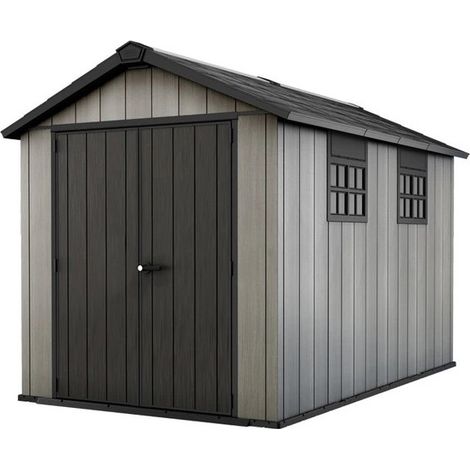 casetta da giardino keter "oakland 7511" in duotech colore grigio con porta battente doppia 230x350x242 cm (1/10)