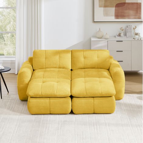 CHICFURN Divano modulare 3 posti 264x97x68 cm in ciniglia gialla, ergonomico, senza montaggio (1/5)