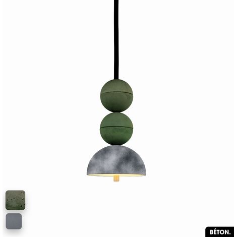 Lampe de suspension en béton velours - BOSFOR CONCRETE VELVET ASPERGE - GRIS 2 BALLES LED 14W (1/2)