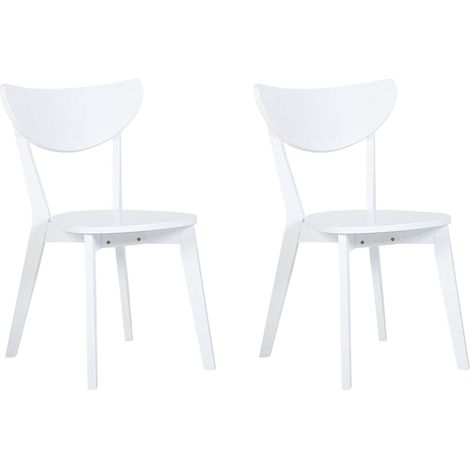 Set di 2 Sedie da Pranzo Cucina in Legno Bianco Roxby