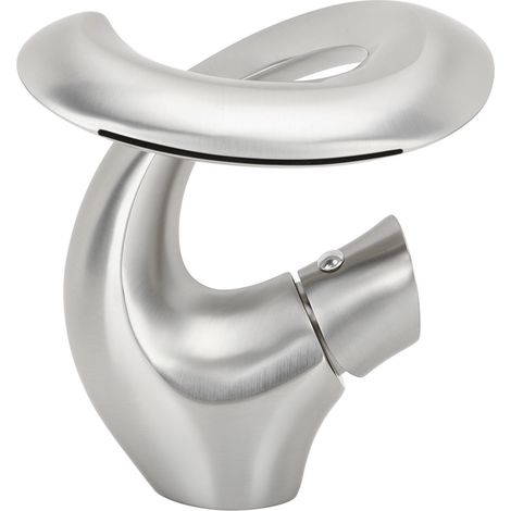 Robinet de lavabo cascade réglable mitigeur eau chaude/eau froide en laiton, design épuré, pour lavabo sous plan, couleur argent (1/5)
