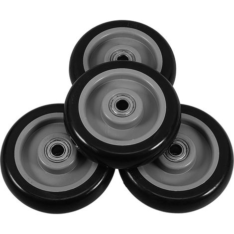 4 teiliges Ersatzradset für Einkaufswagen schwarzes PU
