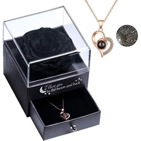 Fleur éternelle - Cadeau Unique - Rose Noire - 100% Vraie Rose - Décoration Élégante - Idéal Saint-Valentin (1/5)