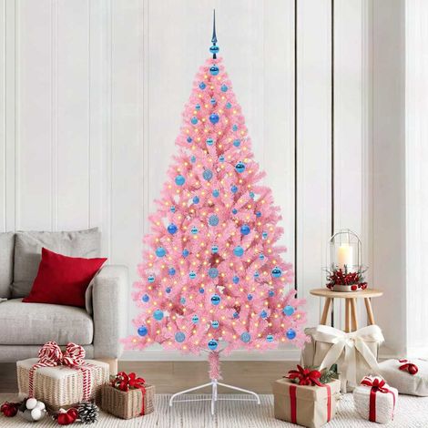 vidaXL Árbol de Navidad Artificial Preiluminado Rosa 210 cm PVC (1/5)
