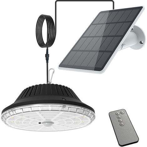 Lampe Solaire Extérieur Intérieur, Lampe Suspendue Solaire,Panneau Solaire Réglable, TéLéCommande,IP66 étanche Eclairage Solaire pour Jardin/Garage/Cour/Patio (1/5)