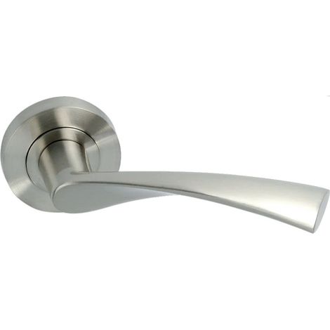 Poignée de porte avec rosette ronde 52 mm en nickel mat