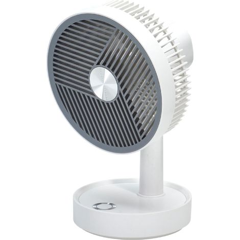 Ventilatore da tavolo ricaricabile USB 13x13x22 cm Grigio e Bianco