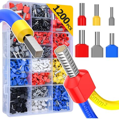 1200-teiliges Crimpwerkzeug-Set mit 2 vorisolierten Hohlsteckern für Elektrik, Industrie usw.