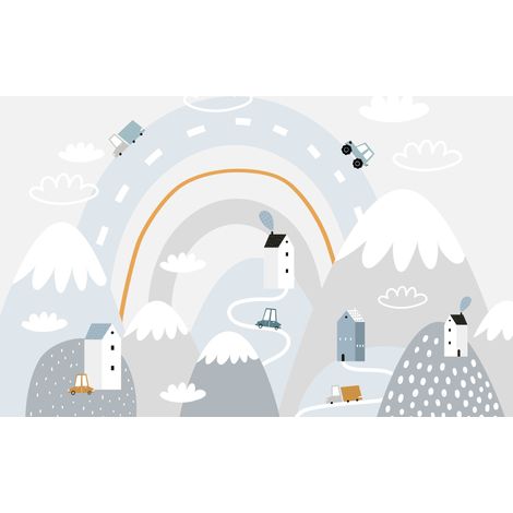 Papier peint photo pour enfants : route arc-en-ciel dans les montagnes DWK455 200x135 (1/5)