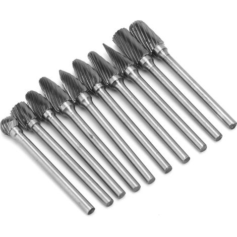 Jeu de 10 fraises rondes en carbure de tungstène à diamètre de coupe unique, 1/8". (1/5)