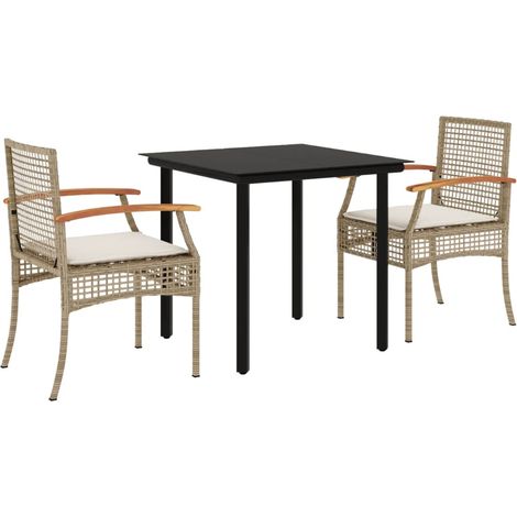 Maison Exclusive - 3-tlg. Garten-Essgruppe mit Kissen Beige Poly