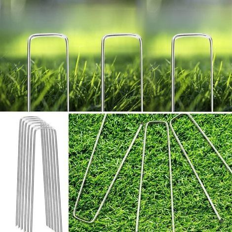 100 Gartenpfähle mit Unterlegscheiben zur Zeltbefestigung, 150 x 36 mm, Ø 3 mm, Packung mit 100 Stück (1/3)