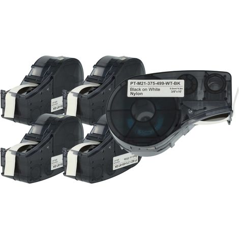 vhbw 5x Label Tape compatible with Brady ID PAL, LABPAL Label Printer 9.53 mm, Black on White, Nylon Cloth Polyamid (1/4)