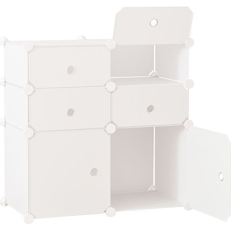 Armoire modulaire en plastique, étagère à 6 cases, armoire, meuble à chaussures, buffet, autocollants décoratifs, armoire et meuble à chaussures combinés, meuble de rangement pour vêtements, chaussure (1/5)