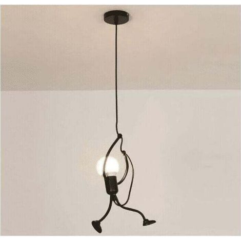 Suspension Créatif - Moderne - Fer - Gens Dessin animé - Conception - Lampe suspendue pour Des Enfants - Chambre - Chevet - Salon - Grenier - Noir