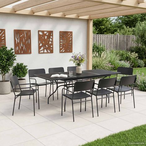 vidaXL Ensemble de salle à manger pour jardin 9 pc Anthracite Acier (1/5)