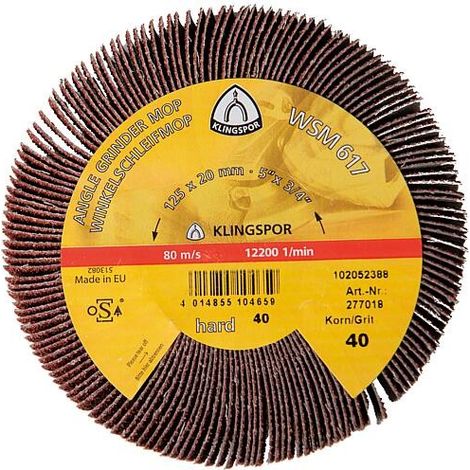 Roues à lamelles abrasives Klingspor CS 310 XF, 125 x 20 mm, grain 40, filetage M 14