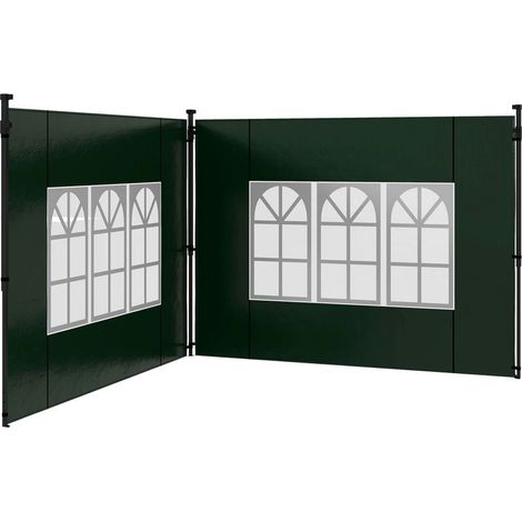 Ensemble de 2 panneaux latéraux pour tonnelles 3x3 et 3x6, imperméables, avec fenêtres, vert foncé (1/5)