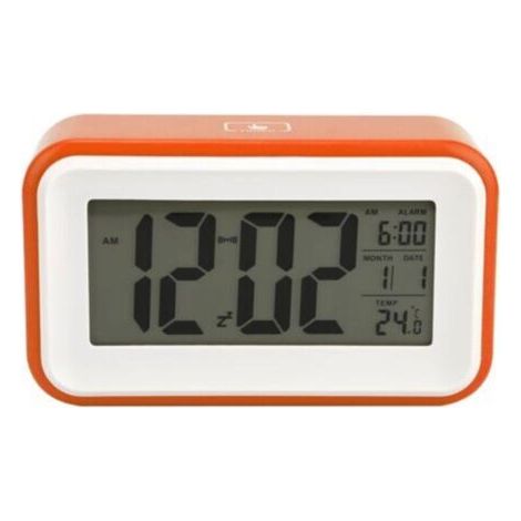 Exquisito reloj despertador electrónico digital multifuncional con indicador de temperatura (naranja). (1/4)
