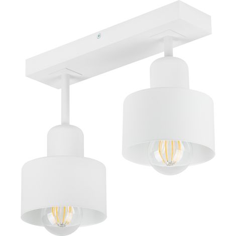 Lámpara de techo blanca de madera y metal de estilo escandinavo, 2xE27, iluminación LED moderna para salón, cocina, dormitorio, habitación infantil, loft. (1/5)