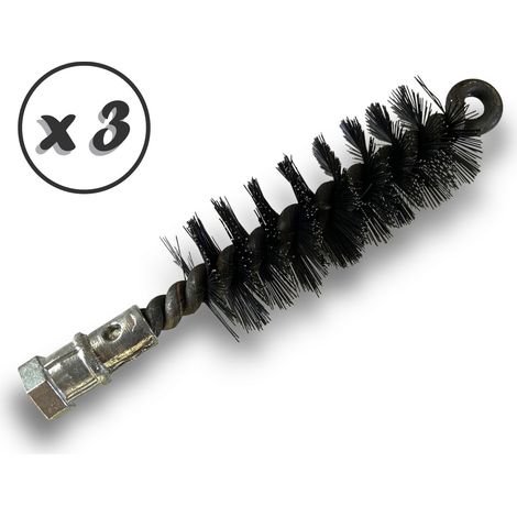 Lot de 3 Brosses à tube PRO ACIER Ø 25 mm Raccord M12175 femelle Ame en acier torsadé Nettoyage brossage tube et canalisation Kibros 41SCA25x3