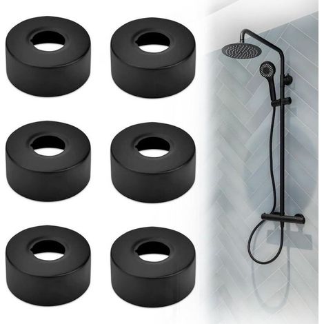 Lntyq 6 Pièces Rosace Mitigeur Douche, Cache Tuyau Plomberie Rosace Robinet en Acier Inoxydable rosace radiateur pour Robinets Tuyau de Douche Radiateur 25 MM(Noir) (1/5)