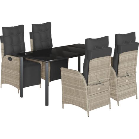 Maison Exclusive - Set comedor de jardín 5 pzas cojines ratán sin (1/5)