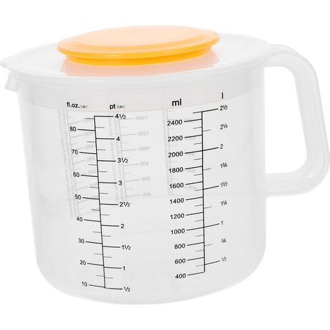 Bécher bécher 2,5 litres tasse à mesurer de cuisson avec balance bol à salade avec couvercle outil de mesure de cuisson (blanc) (1/5)